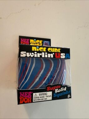 NeeDoh Nice Cube Swirlin' USA - Blue/Red Marble Kids Squishy Toy